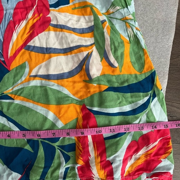 [L] Goa Beachwear By Japna Red Orange Palazzo Jumpsuit wide leg Tropical smock - Picture 3 of 8